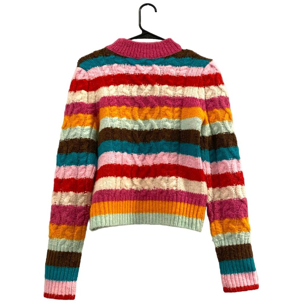 Halogen X Atlantic-Pacific Multi-Colored Striped Cable Knit Sweater XS - Picture 2 of 6